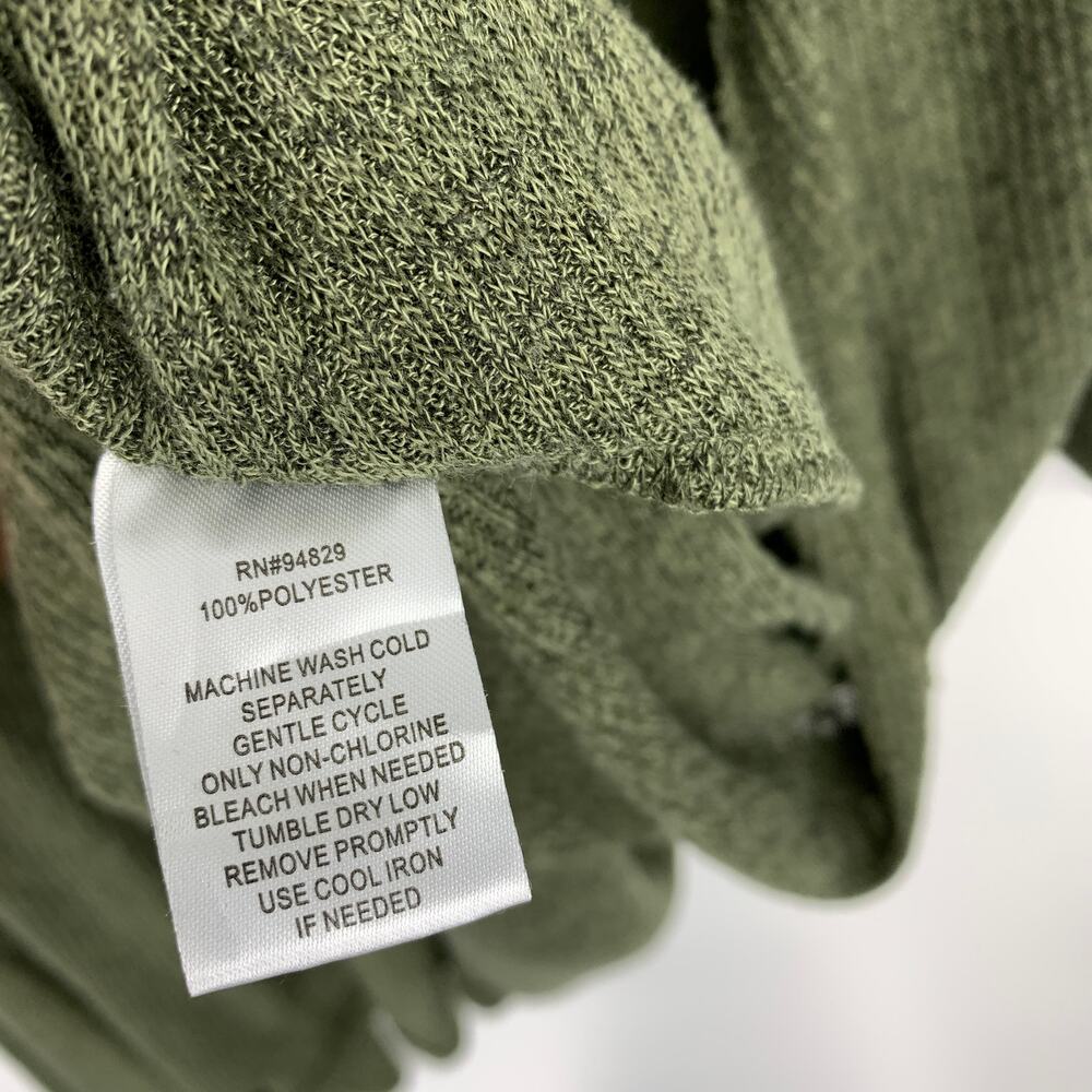 Derek Heart Sharkbite Hem Open Front Duster Cardigan Sweater Size Large Green - Picture 6 of 6